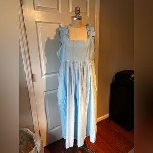Lake. Lolly Dress In morning blue. XXL. Lined. EUC. Midi Length. 100% Cotton